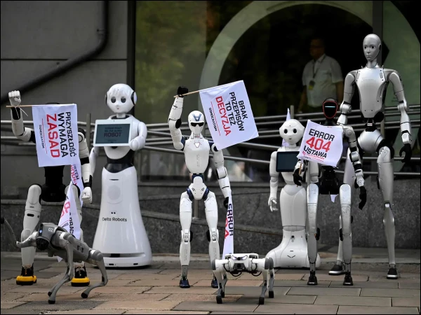 Robots protest in Warsaw, demand stricter laws on the growing impact of AI